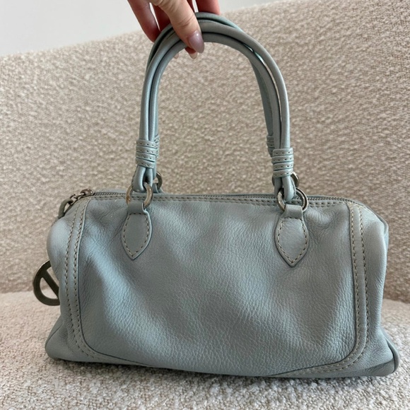 Authentic Valentino Leather Aqua Blue V Motif Metal Bag - Picture 4 of 16